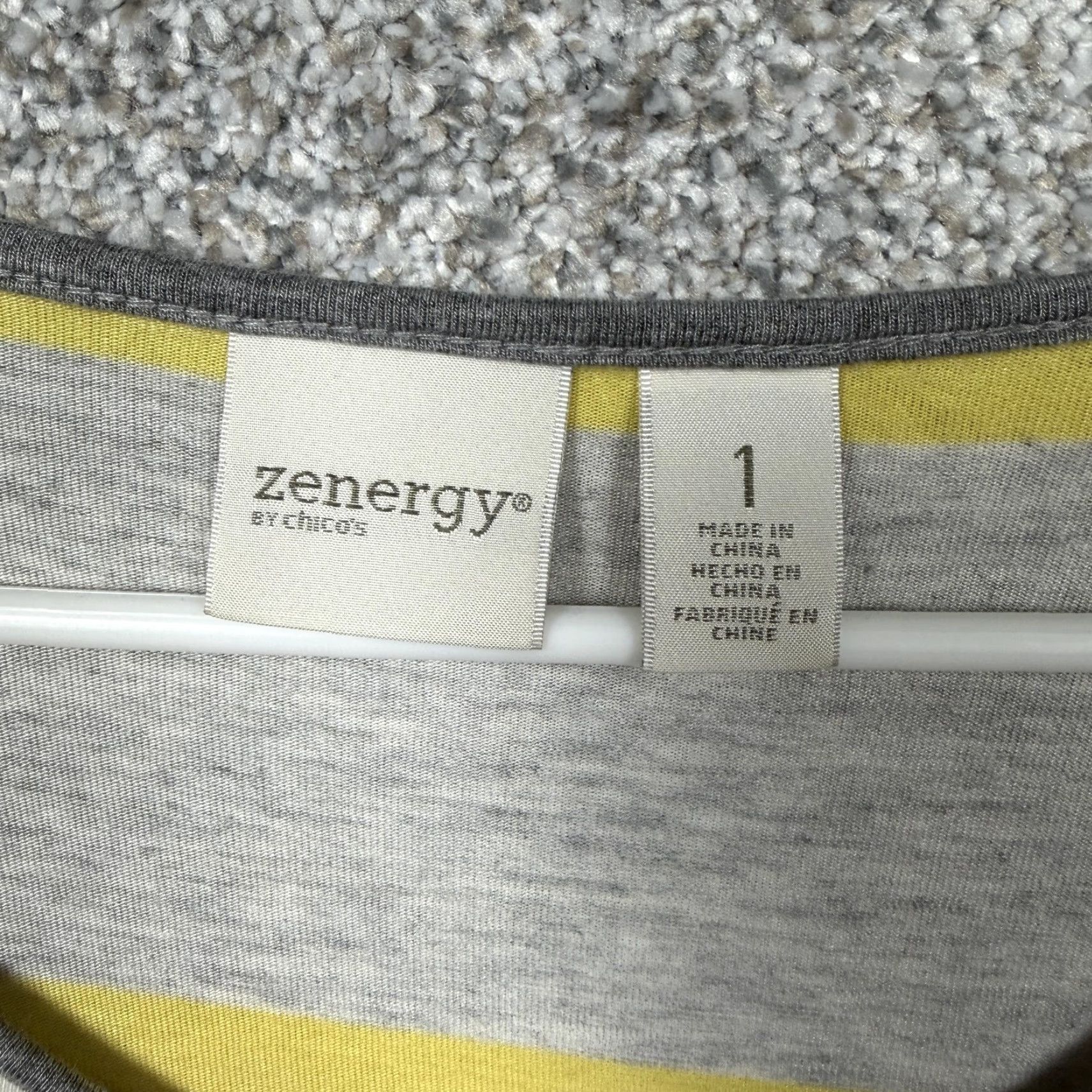 Vintage Chicos Zenergy Dress SZ 1 Gray Yellow Chevron Stripe V-Neck Boho Sporty Casual Dress Size XS / US 0-2 / IT 36-38 - 5 Thumbnail