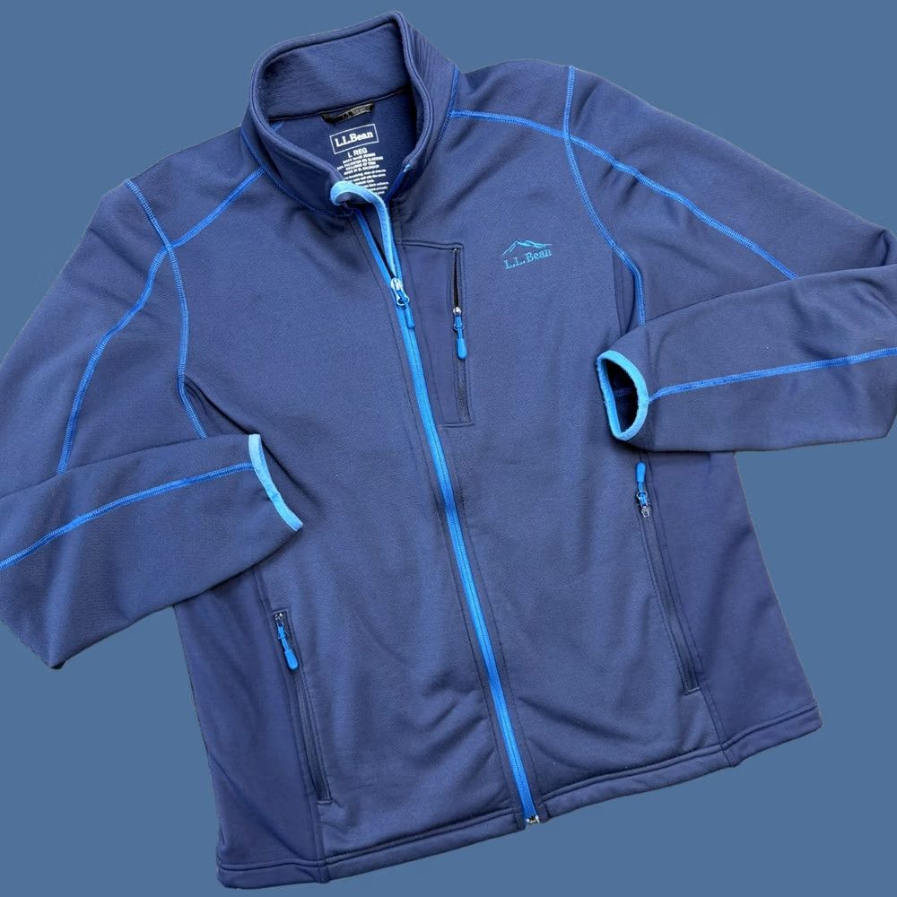Vintage L.L. Bean Jacket Mens Large Blue Pro Stretch Fleece Full Zip Casual Travel Chore Shirt? Size US L / EU 52-54 / 3 - 1 Thumbnail