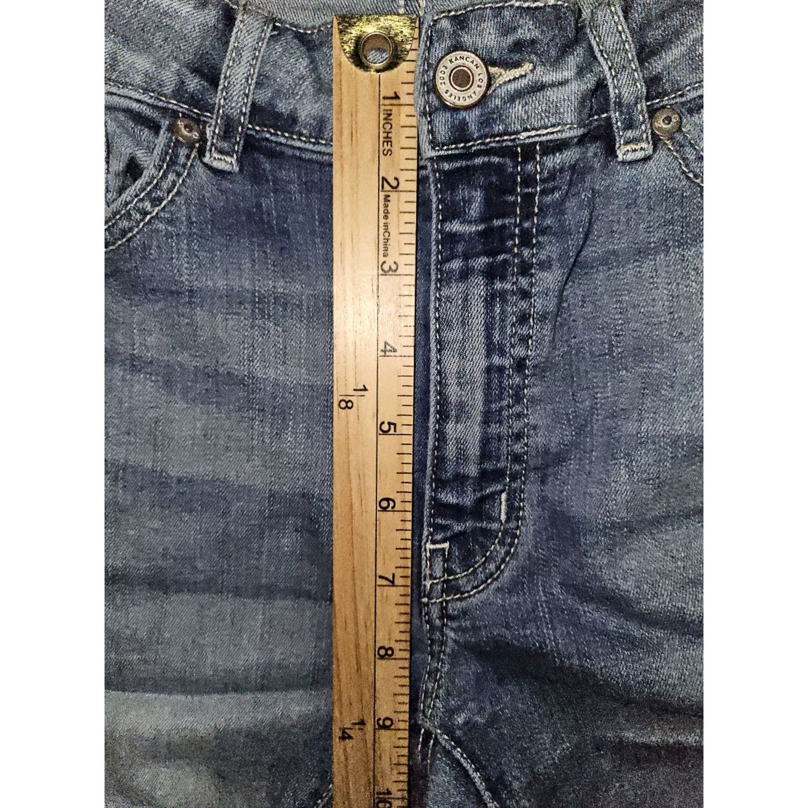 Vintage Kancan Jeans Women's Blue Mid Rise Skinny Ankle Stretch Frayed Hem Preppy Size 30" / US 8 / IT 44 - 5 Thumbnail