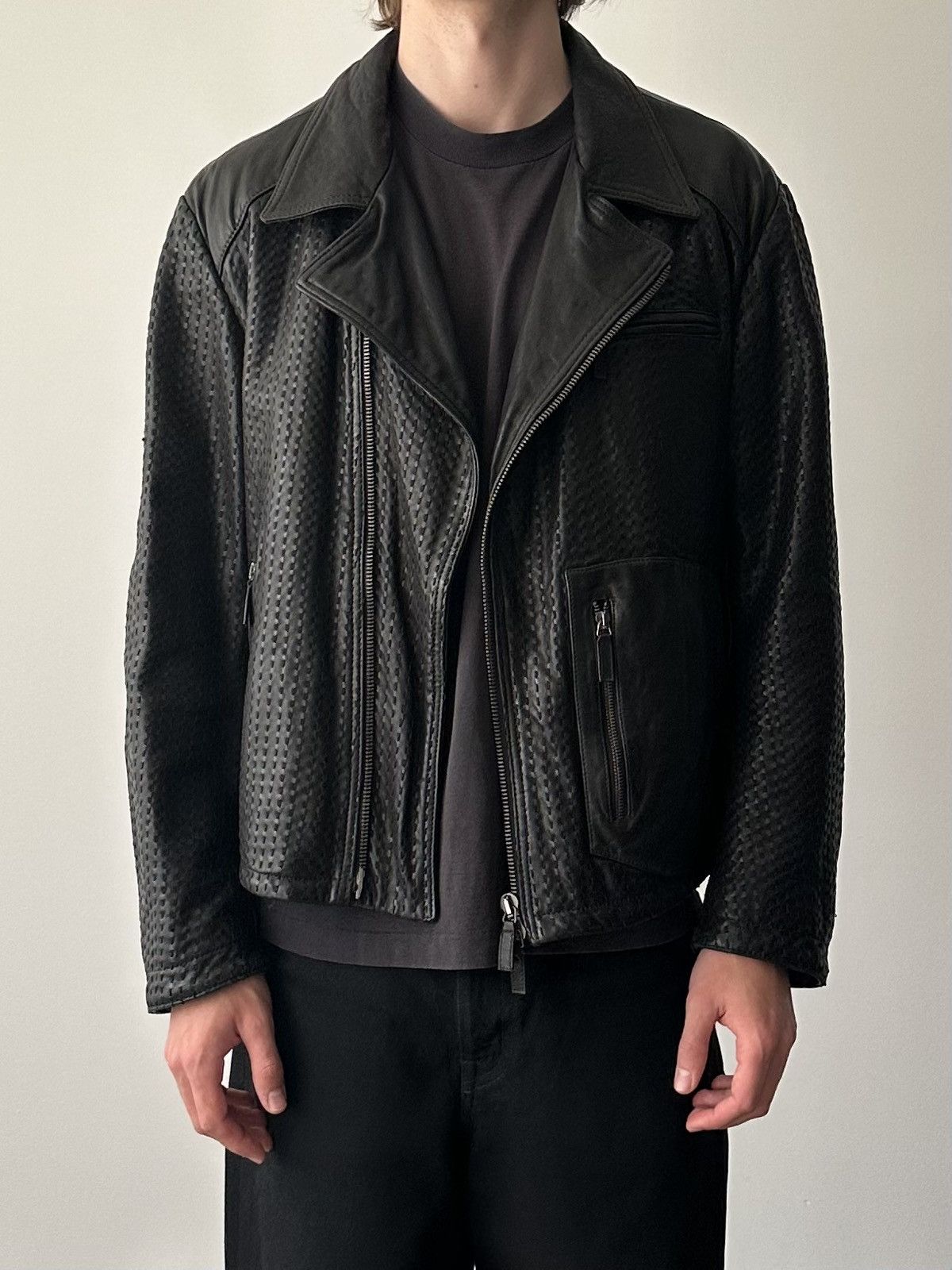 Emporio Armani Emporio Armani 2000’s Stitched Leather Biker Jacket Size US L / EU 52-54 / 3 - 2 Thumbnail