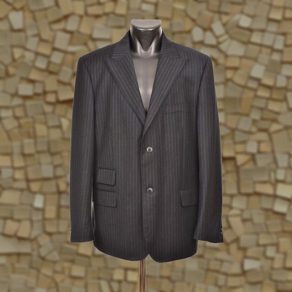 Jasper Conran DDP Jasper Conran Black Wool Striped Blazer 44S Men Blazer Mens Size 44 Black Wool Striped Blazer 90s Event Jewelry? Size 44R - 1 Thumbnail