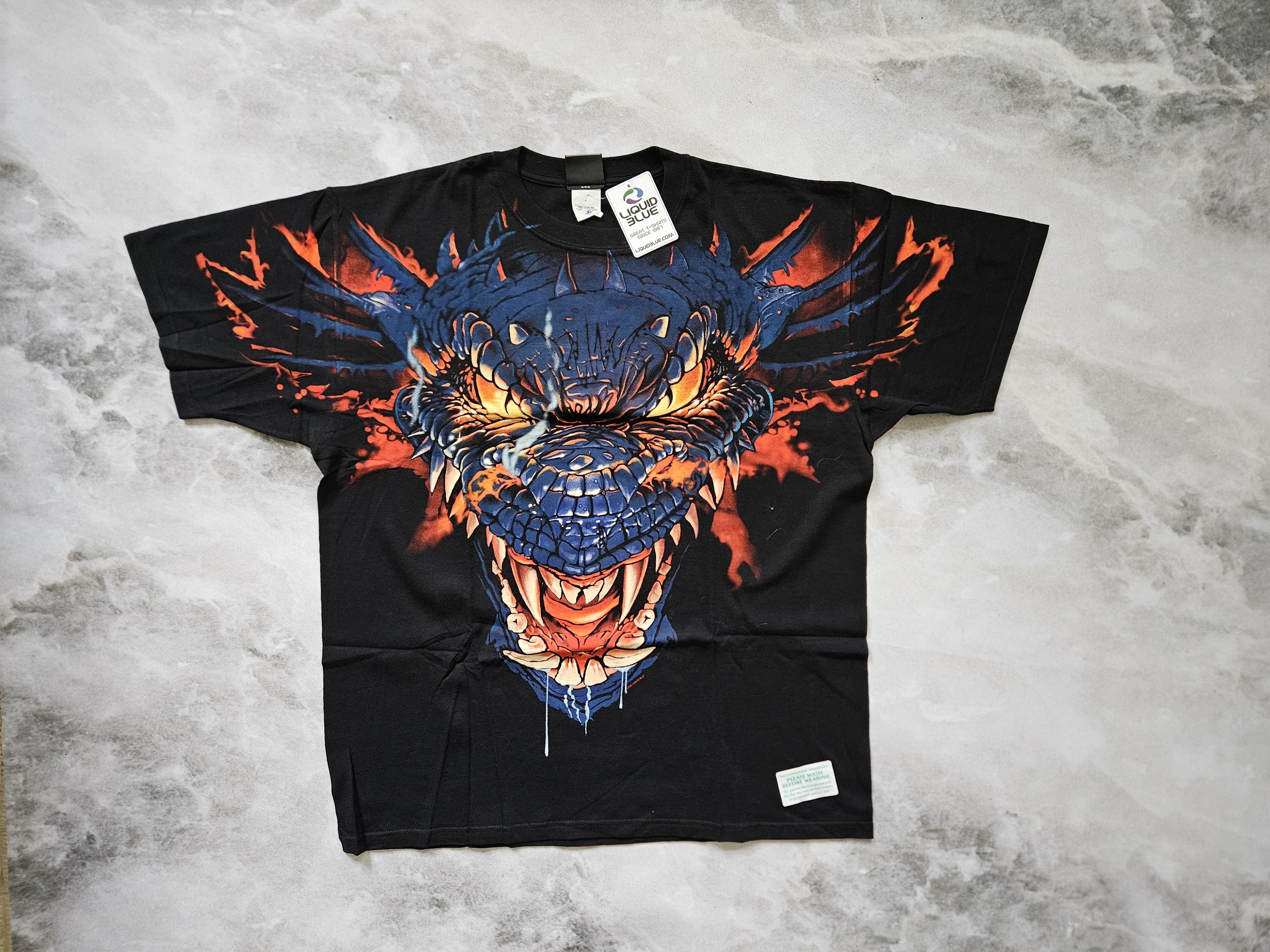 Image of Liquid Blue Dragon T-Shirt Deadstock New XL in Black, Men's