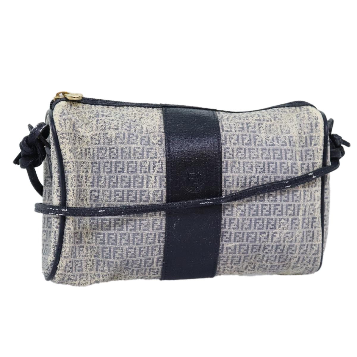 Fendi FENDI Zucchino Canvas Shoulder Bag Coated Canvas White Navy Size ONE SIZE - 1 Thumbnail