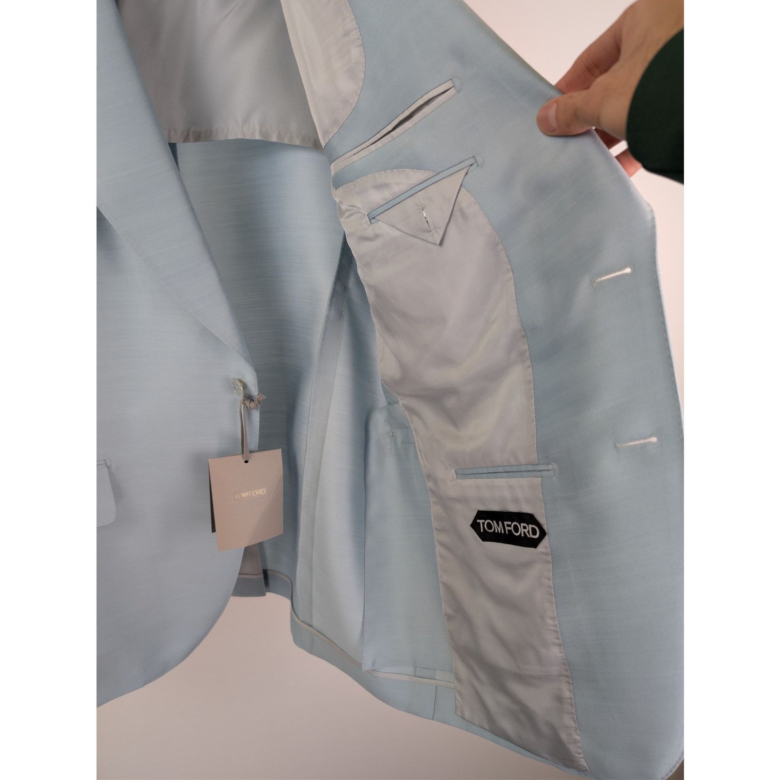 Tom Ford o1rshd1 Suits Blazer And Pants in Light Shiny Blue Size US XXL / EU 58 / 5 - 6 Thumbnail