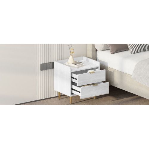Designer × Homemade Wooden Nightstand with 2 Drawers and Marbling Worktop, Morde Size US L / EU 52-54 / 3 - 8 Thumbnail