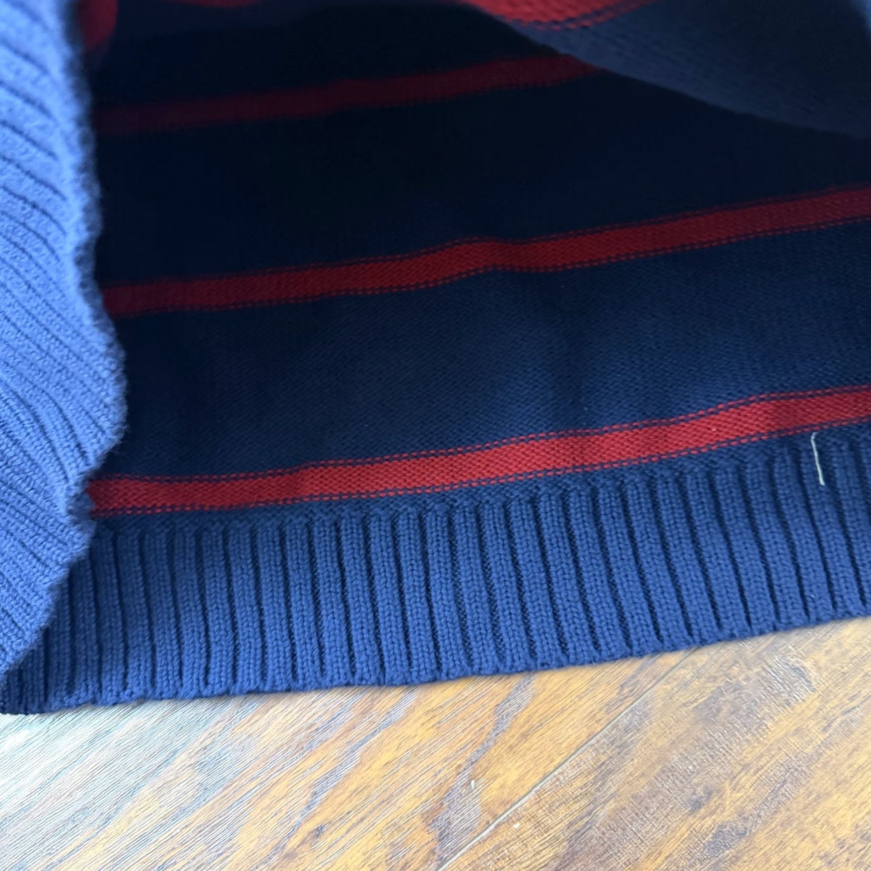 Tommy Hilfiger VINTAGE Tommy Hilfiger Sweater Mens XL Blue Red Striped Knit Pullover V-Neck Logo Pullover Knit Size US XL / EU 56 / 4 - 4 Thumbnail