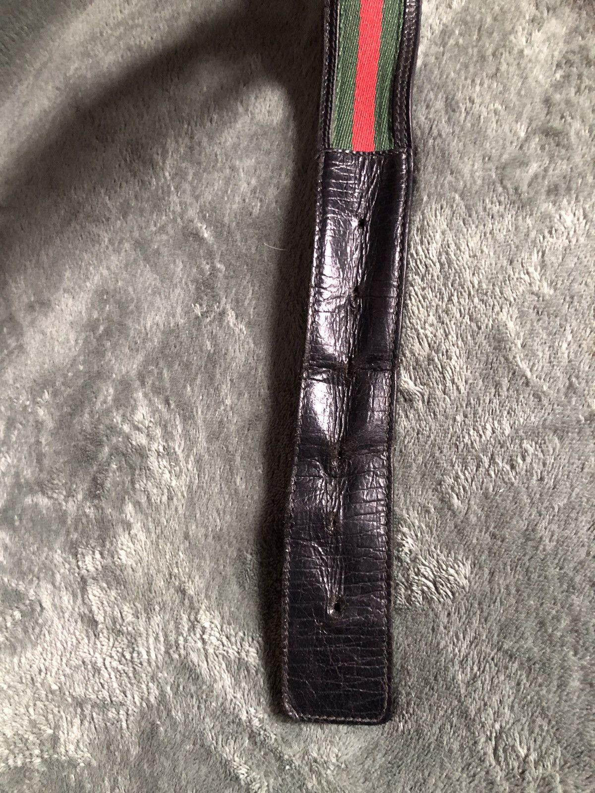 Gucci GUCCI Mens Leather Canvas Strips G Buckle Belt Size 105/42 Size 42 - 8 Thumbnail