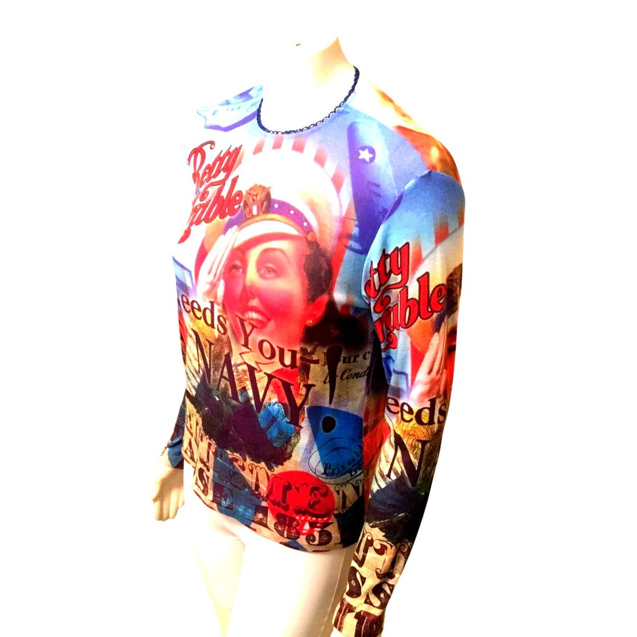 Other Yukiko Betty Grable Patriotic Hollywood Long Sleeve Top Med Size M / US 6-8 / IT 42-44 - 6 Thumbnail