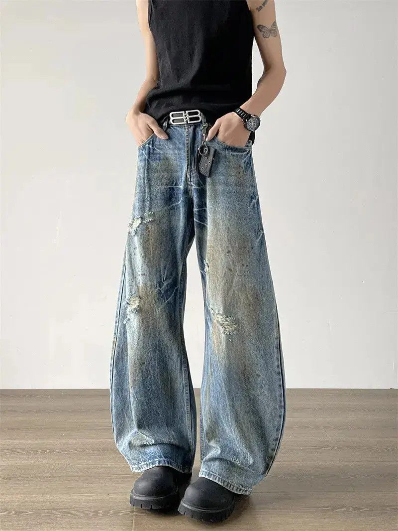 Japanese Brand Retro loose straight leg wide leg jeans Size US 32 / EU 48 - 2 Thumbnail