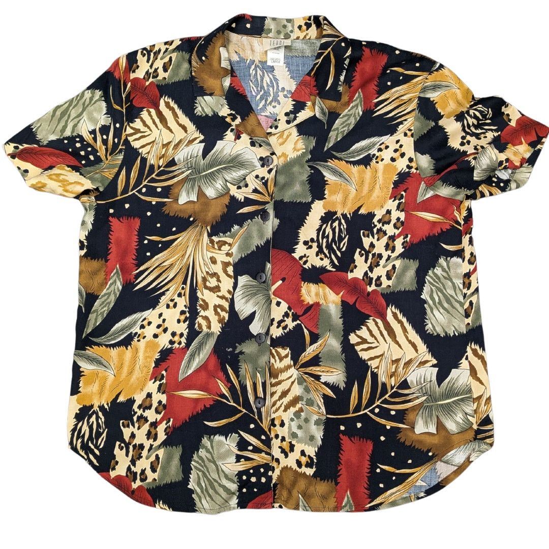 Vintage Vintage Teddi Tropical Print Short Sleeve Button Up Size L / US 10 / IT 46 - 1 Thumbnail