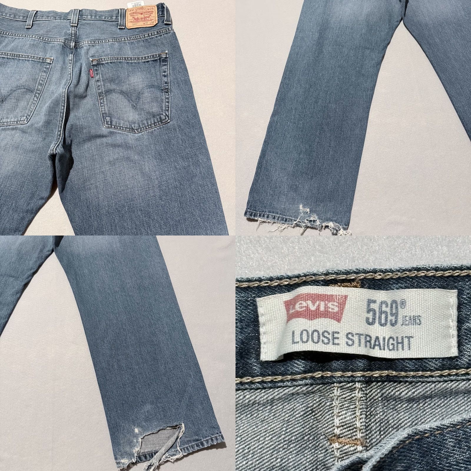 Levi's Levi's 569 Jeans Men Blue Distressed Zip-Fly Straight-Leg 38x32 Size US 38 / EU 54 - 8 Thumbnail
