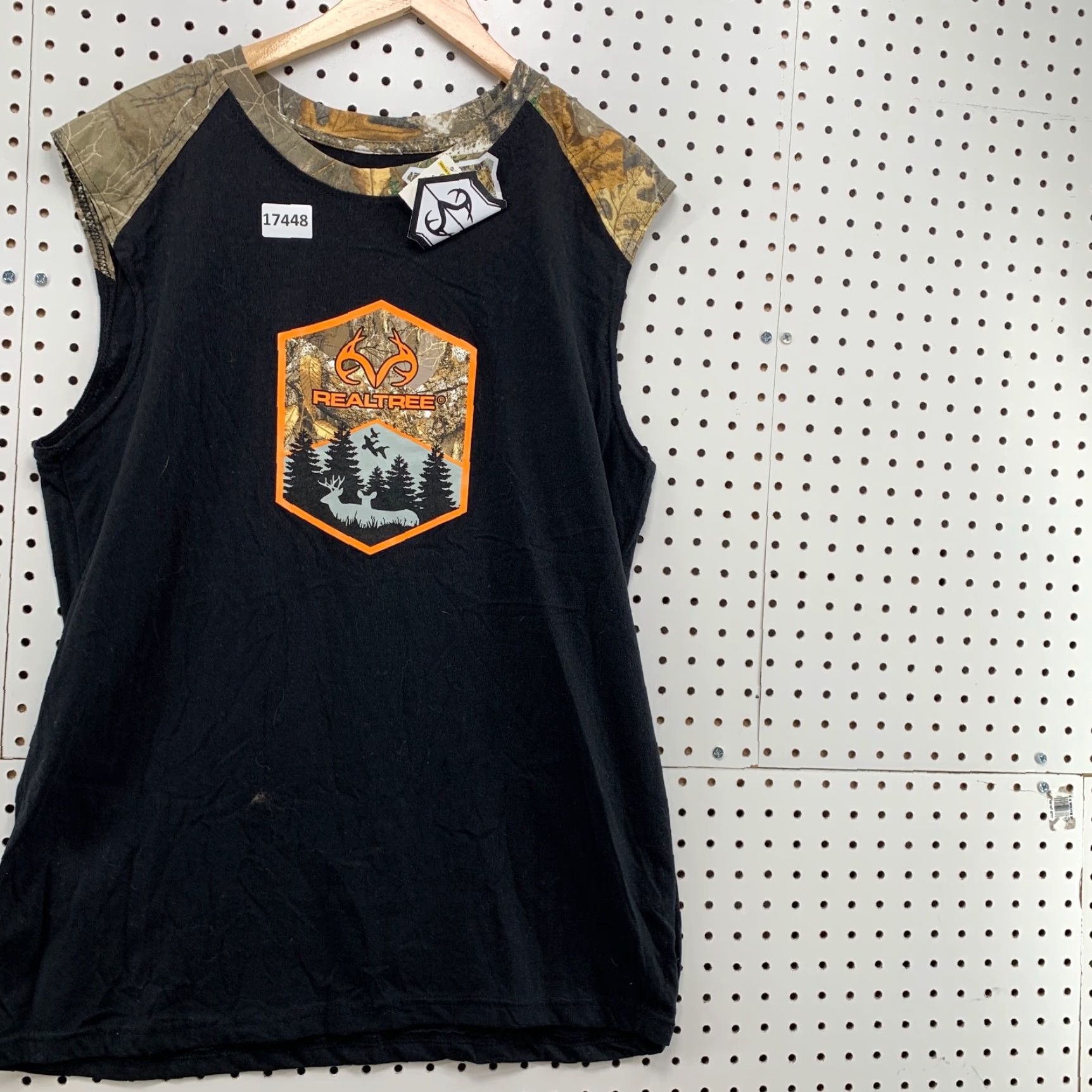 Realtree VINTAGE Real Tree By Stag Horn Women Large Black Sleeveless Shirt Camouflage Outdoor Camo Black Shirt Womens LS 90s Size L / US 10 / IT 46 - 4 Thumbnail