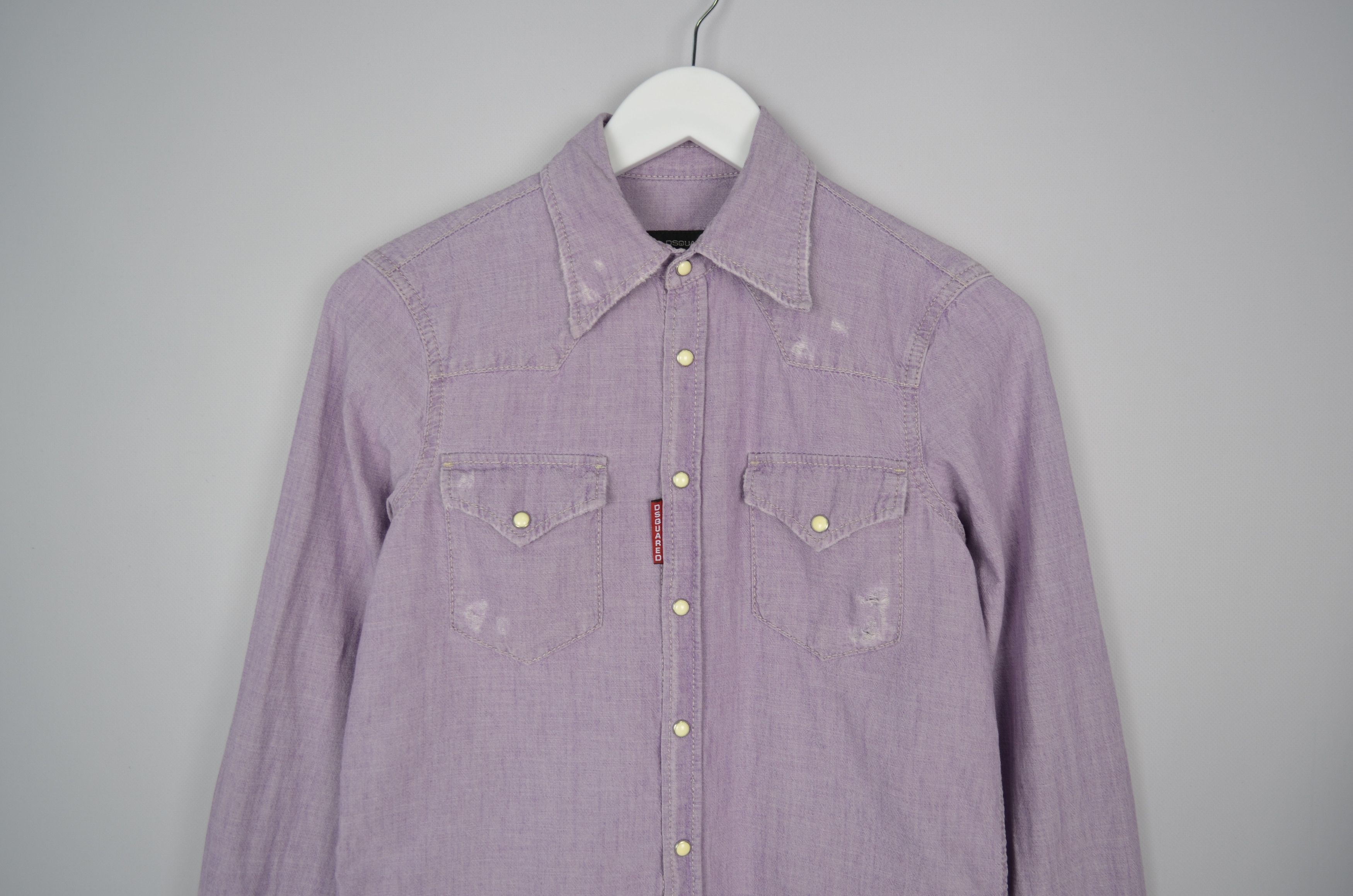Designer × Dsquared2 Dsquared2 Denim Western Snap Distressed Shirt Violet Size 40 Size S / US 4 / IT 40 - 18 Thumbnail