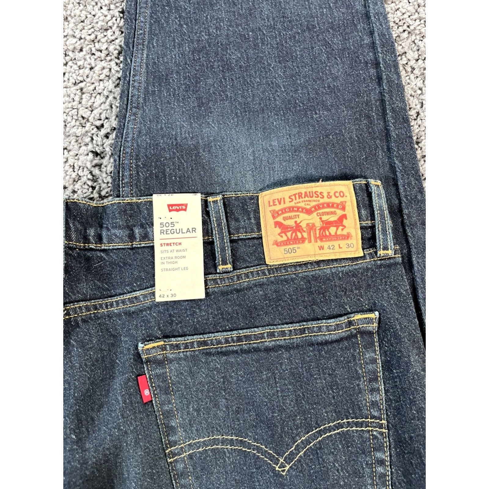 Levi's Levi's 505 Jeans Regular Straight Denim Blue 42x30 Mens Pocket 5-Pocket Comfort Stretch Jeans Denim Blue Regular Mens Size US 42 / EU 58 - 4 Thumbnail