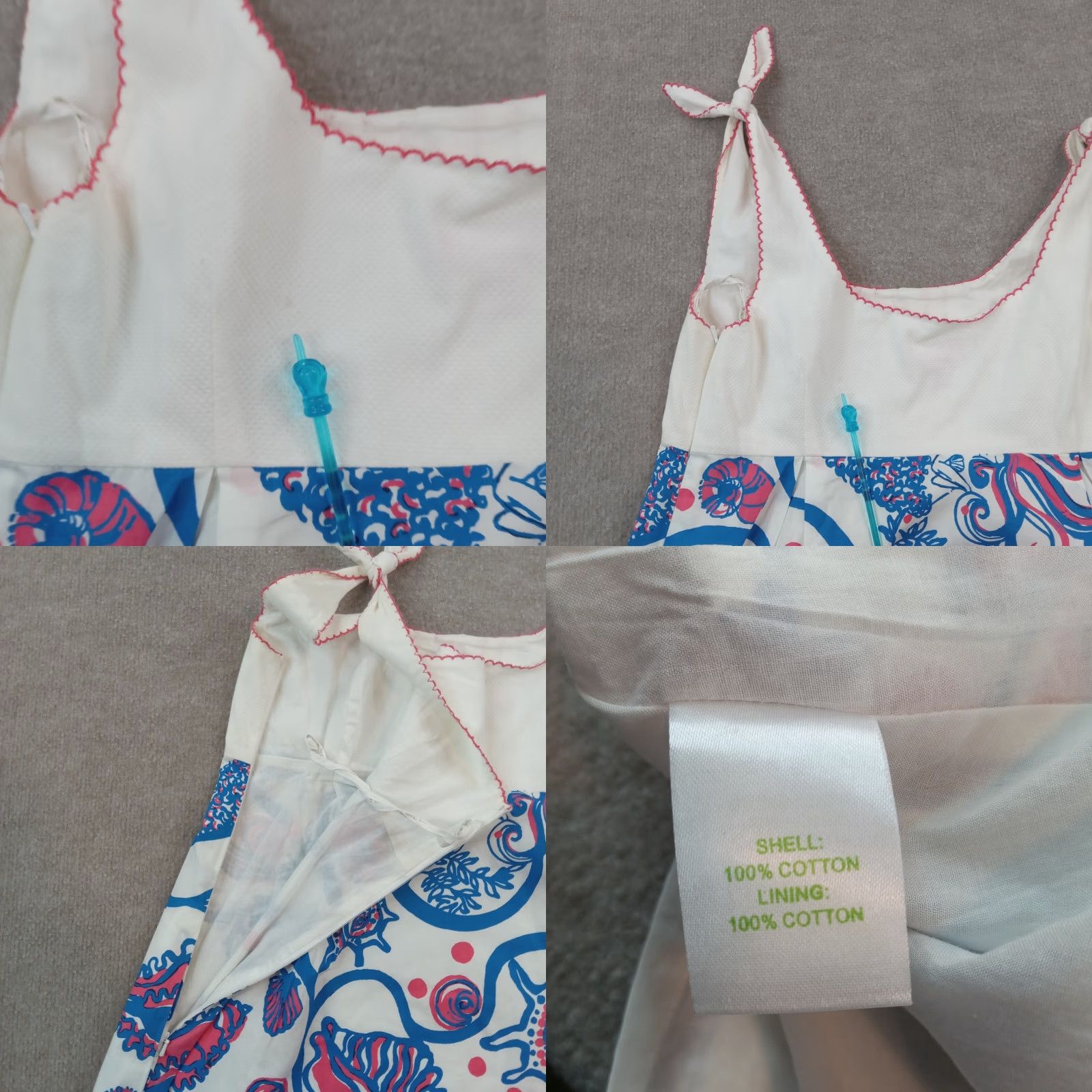 Lilly Pulitzer Lilly Pulitzer Dress Womens Sundress Size 8 Blue White Mermaid Shells Sleeveless Size M / US 6-8 / IT 42-44 - 9 Thumbnail