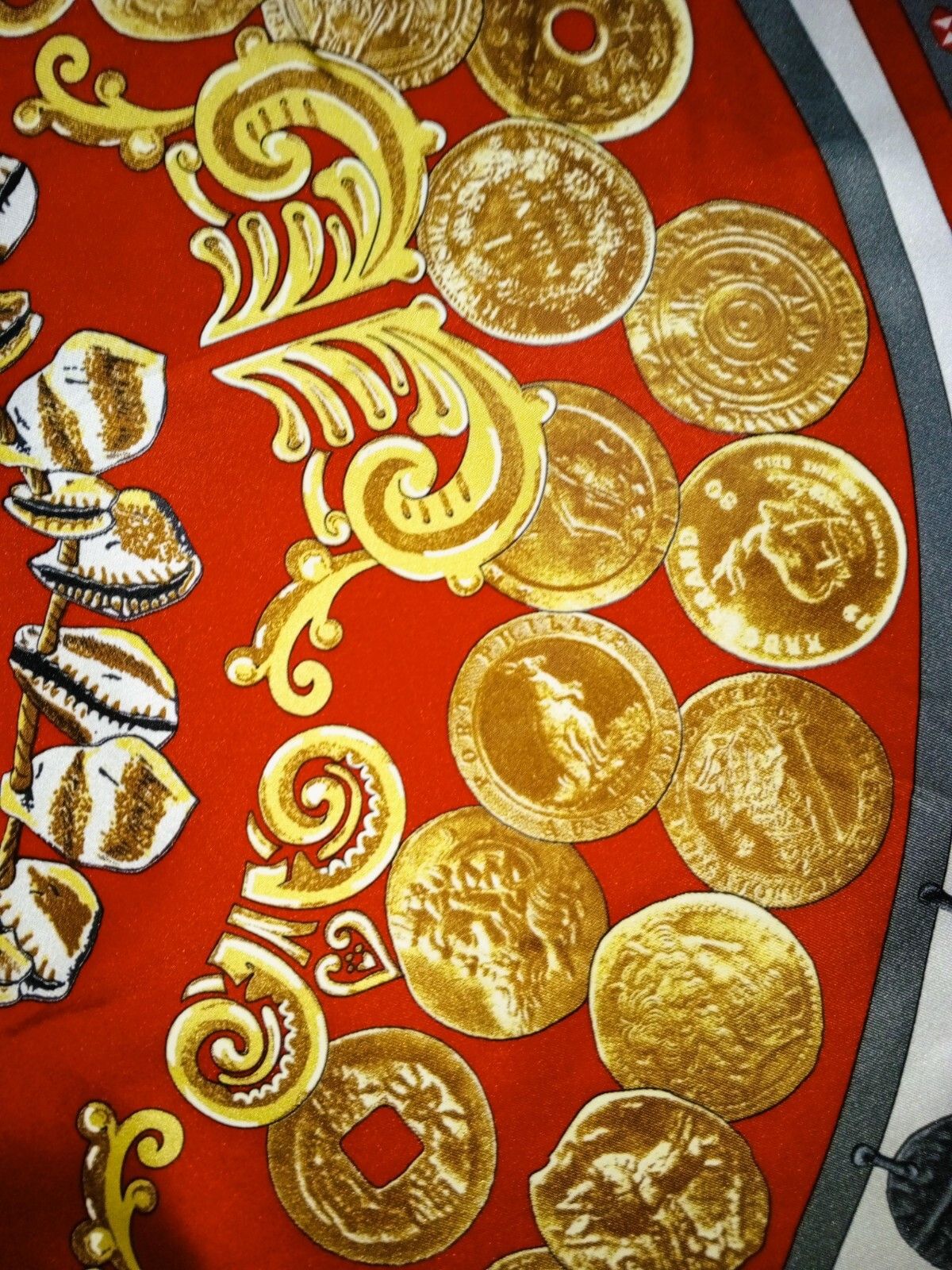 Other BRITISH MUSEUM Coin Image Red Gold Extra Large Silk Scarf Size ONE SIZE - 9 Thumbnail