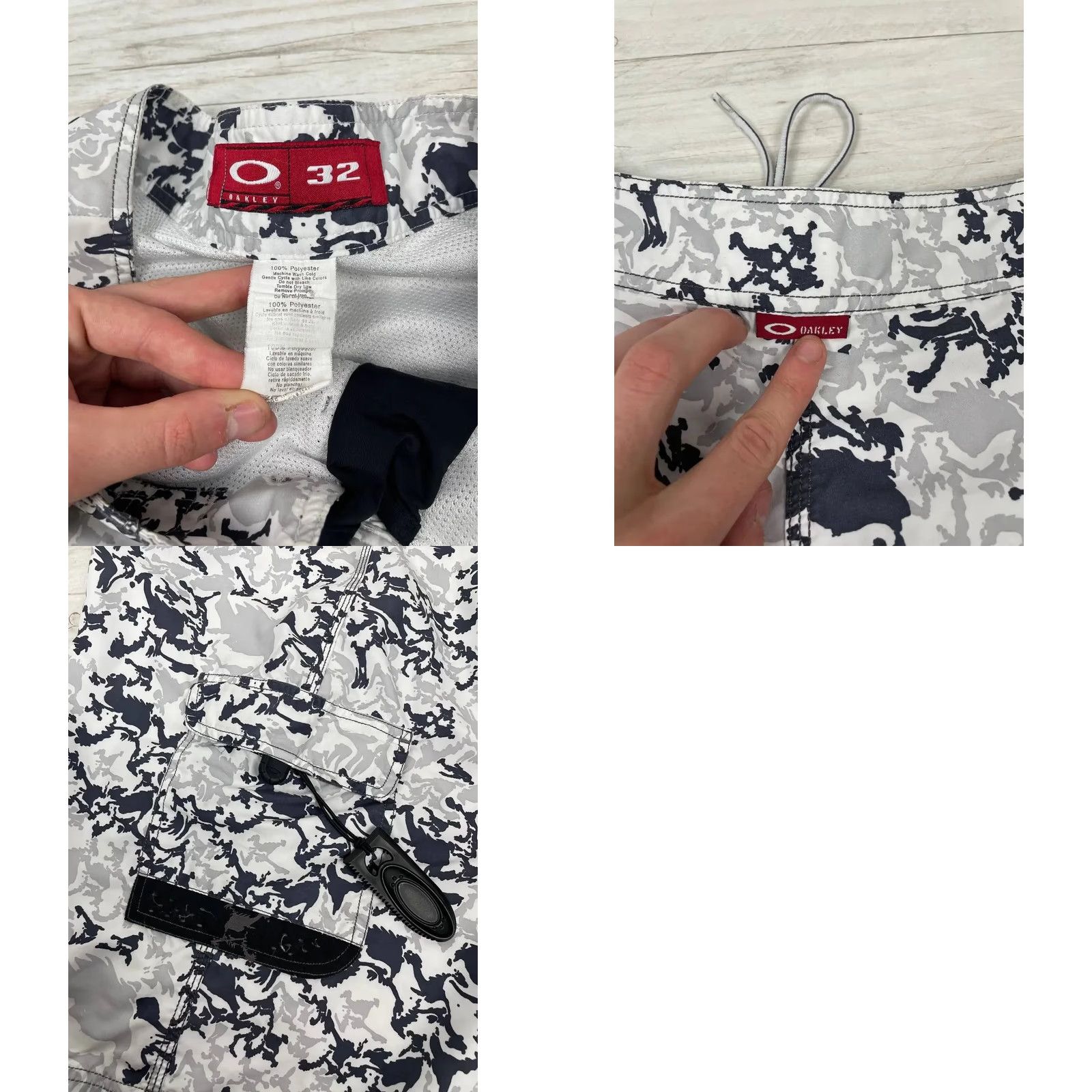 Oakley VINTAGE Oakley Men's Swim Shorts Bottom 32 White Drawstring 00s Skulls 9.06 in 11.81 in 23 cm 30 cm 33 cm Size US 32 / EU 48 - 9 Thumbnail