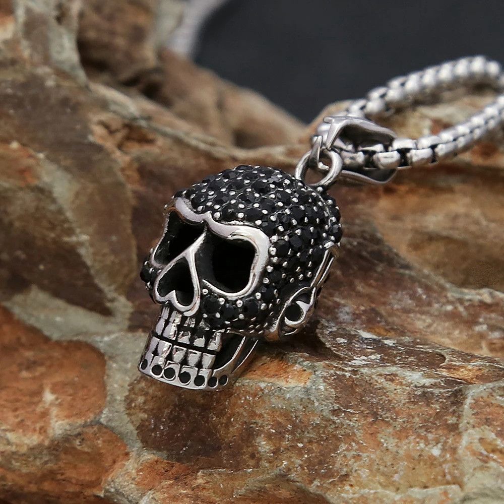 Other Creative Skull Pendant with Black Stone Size ONE SIZE - 4 Thumbnail