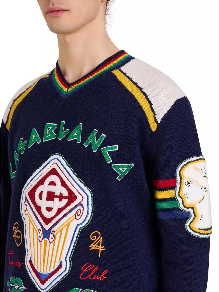 Casablanca os11x0725 Venus As A Boy Fraternity Wool V-Neck Sweater Size US XL / EU 56 / 4 - 6 Thumbnail