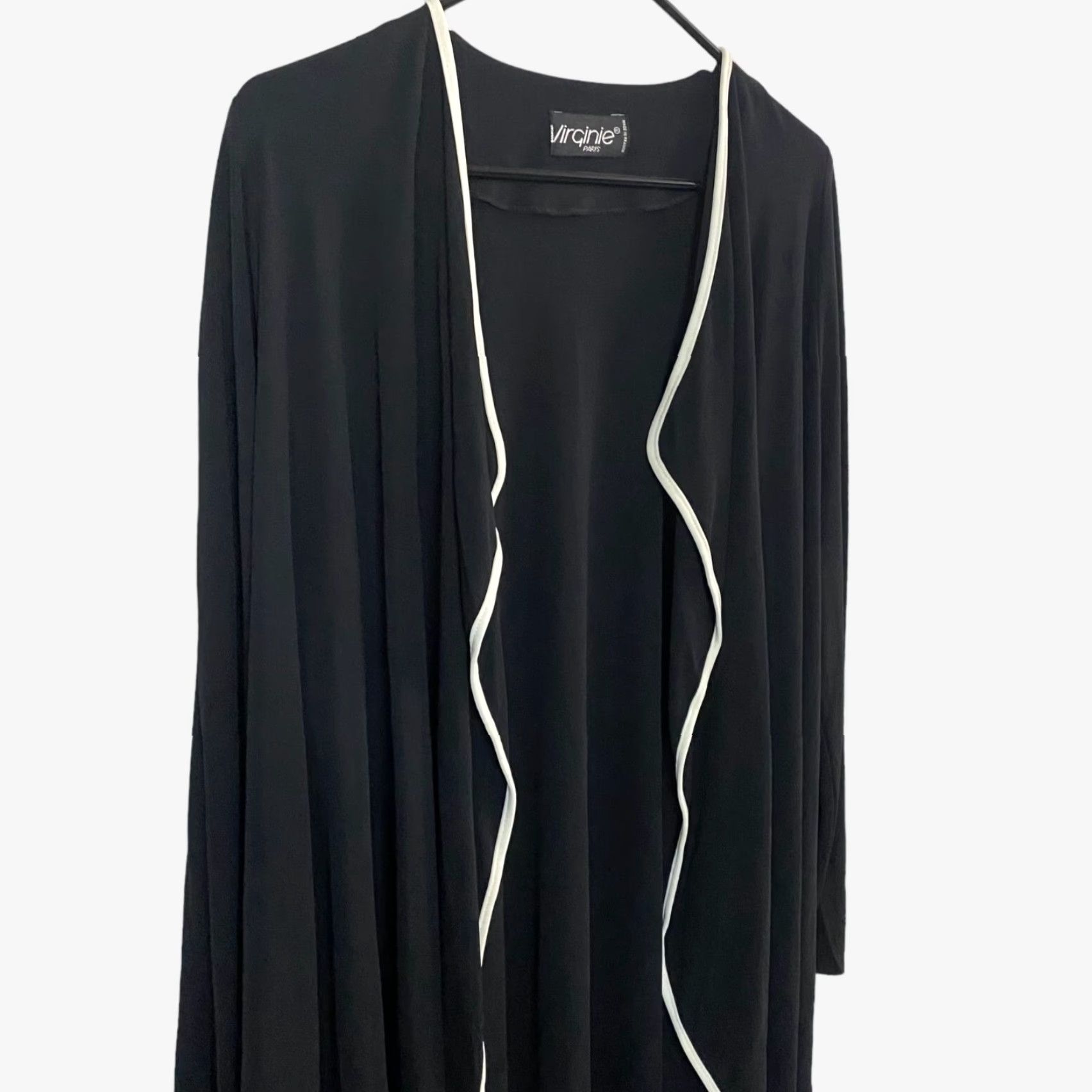 Vintage VINTAGE Virginie Paris Drape Open-Front Cardigan Sweater Black Womens M Cardigan Paris Open-Front Long Sleeve Women Size M / US 6-8 / IT 42-44 - 4 Thumbnail