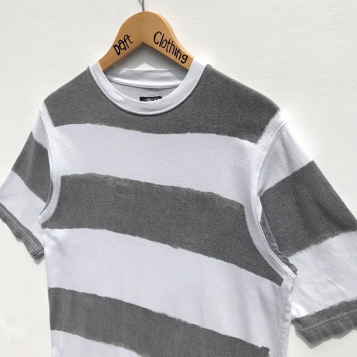 Stussy × Vintage 💥Distressed💥Stussy Stripe Work Wear Shirt Stussy Skatebords Size US S / EU 44-46 / 1 - 6 Thumbnail
