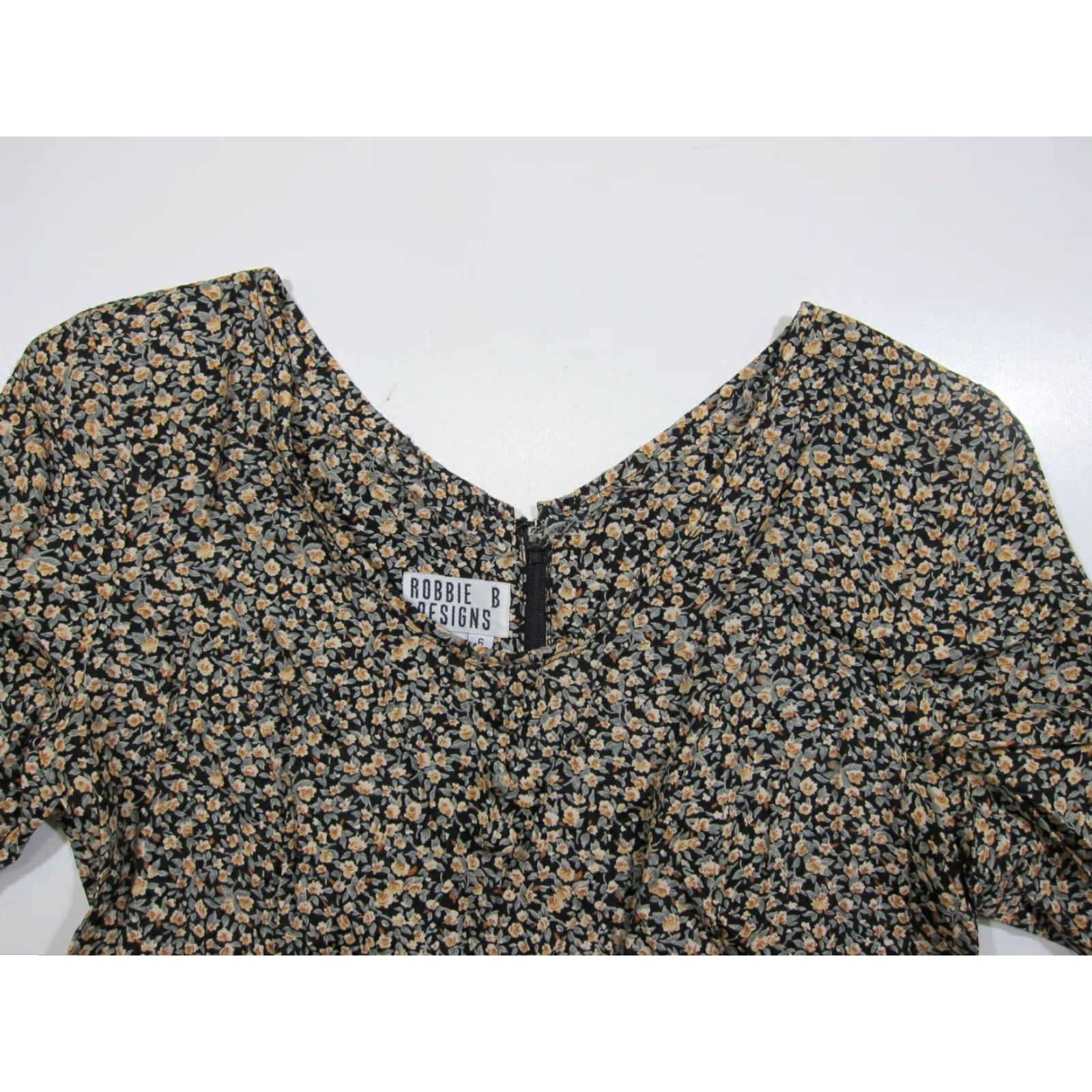 Vintage Robbie B Designs Green Black Floral Sheath Shift Tunic Sun Dress Women Size 6 Size M / US 6-8 / IT 42-44 - 5 Thumbnail