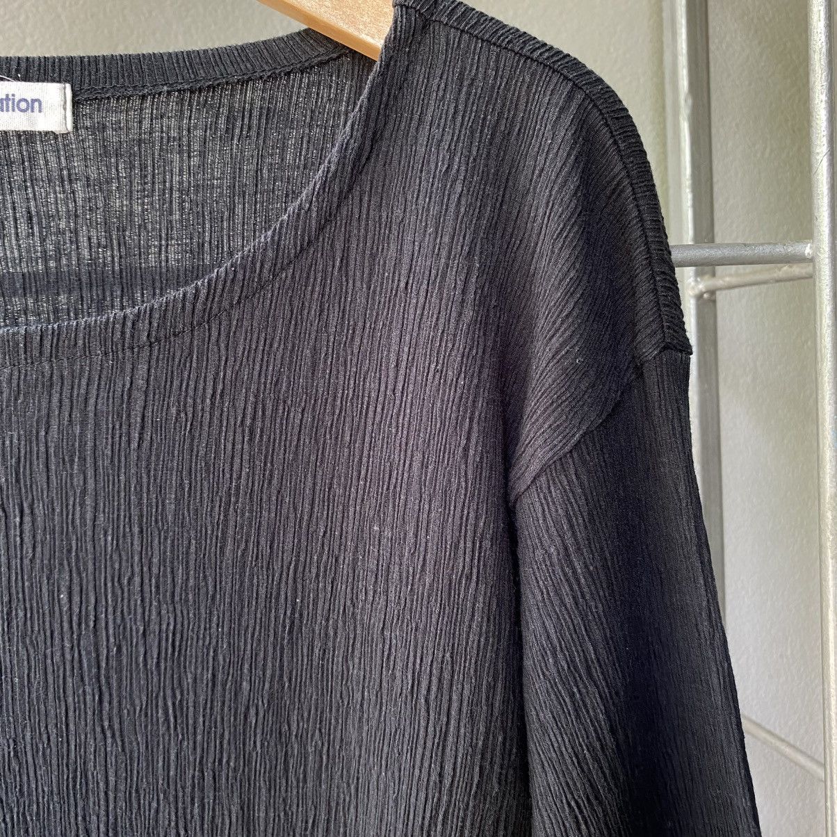 Issey Miyake Plantation Black Crinkled Stretch Long Sleeve Top Size M / US 6-8 / IT 42-44 - 7 Thumbnail
