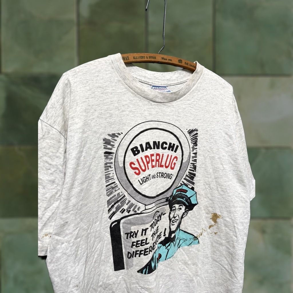 Vintage VINTAGE Allsport 90s Bianchi Superlug Bicycles Gray Tee Shirt XL Men Shirt Men's XL Gray 90s Size US XL / EU 56 / 4 - 1 Thumbnail