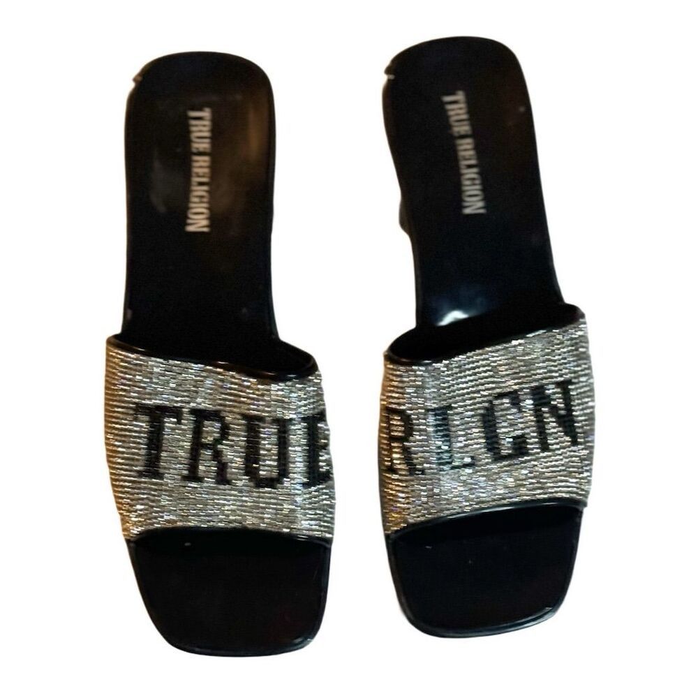 True Religion True Religion Women's Bling Rhinestone Chunky Heel Slide Sa Size US 9.5 / IT 39.5 - 3 Thumbnail