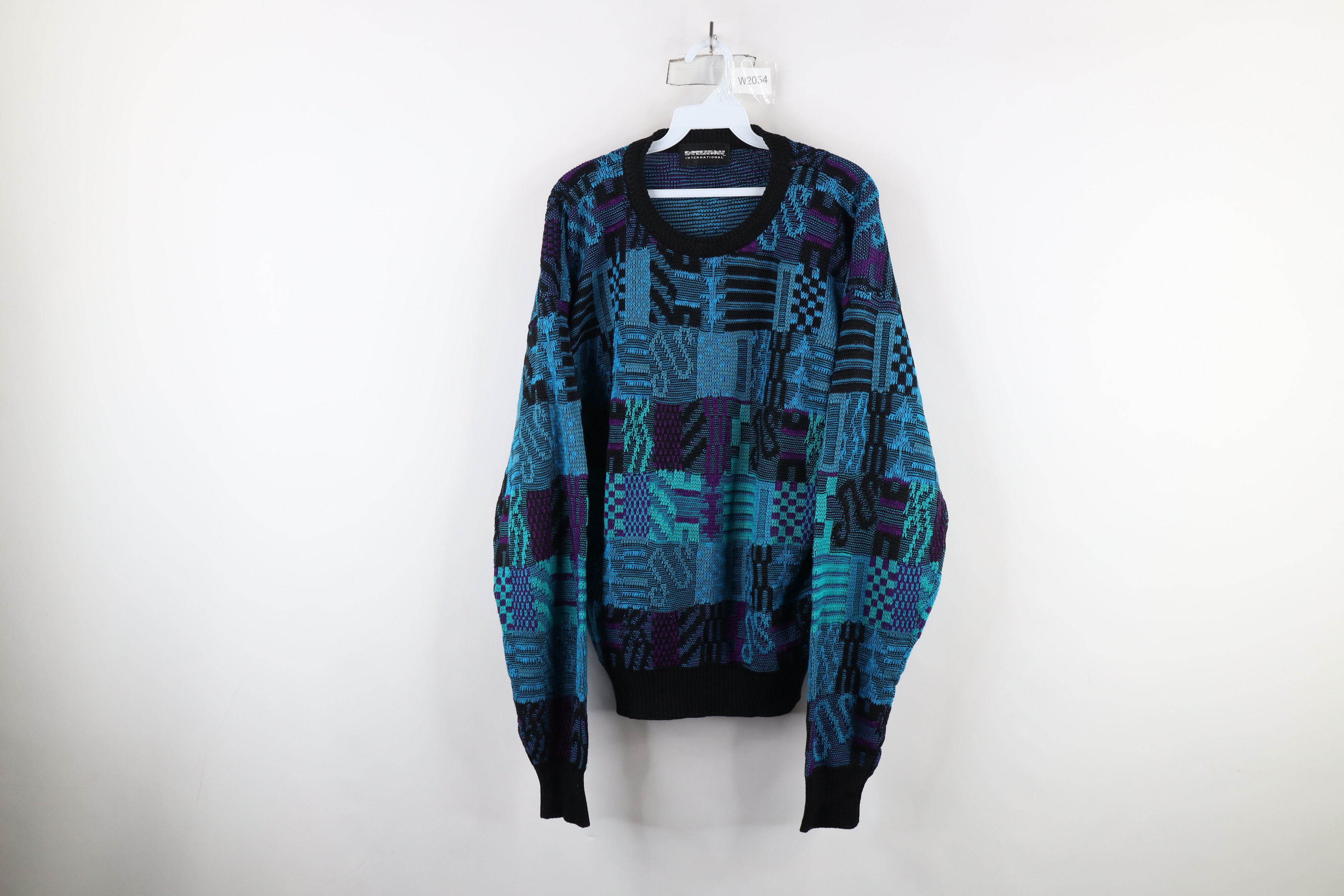 Vintage Vintage 90s Coogi Style Geometric Knit Crewneck Sweater Size XL / US 12-14 / IT 48-50 - 1 Thumbnail