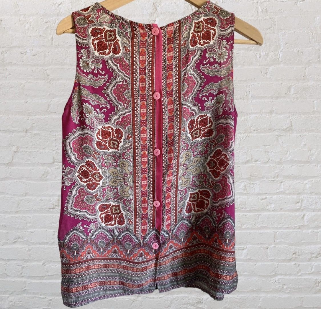 Cynthia Rowley CYNTHIA ROWLEY BUTTON UP BACK SLEEVELESS PAISLEY TANK TOP Size M / US 6-8 / IT 42-44 - 6 Thumbnail