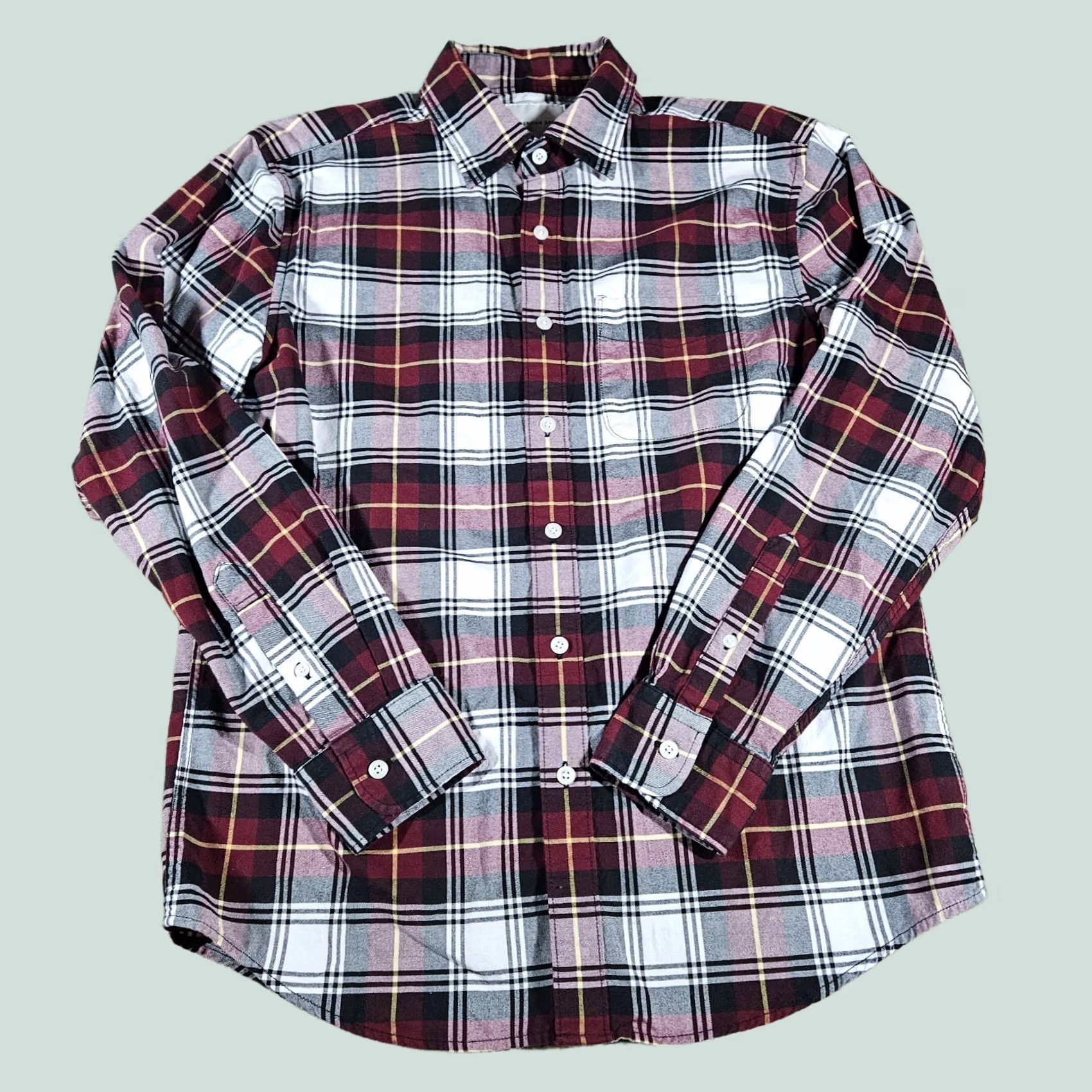 American Eagle Outfitters American Eagle Shirt Men S/P Prep Fit Red Flannel Plaid Button-Up Button 100%Cotton Casual Size US S / EU 44-46 / 1 - 1 Thumbnail