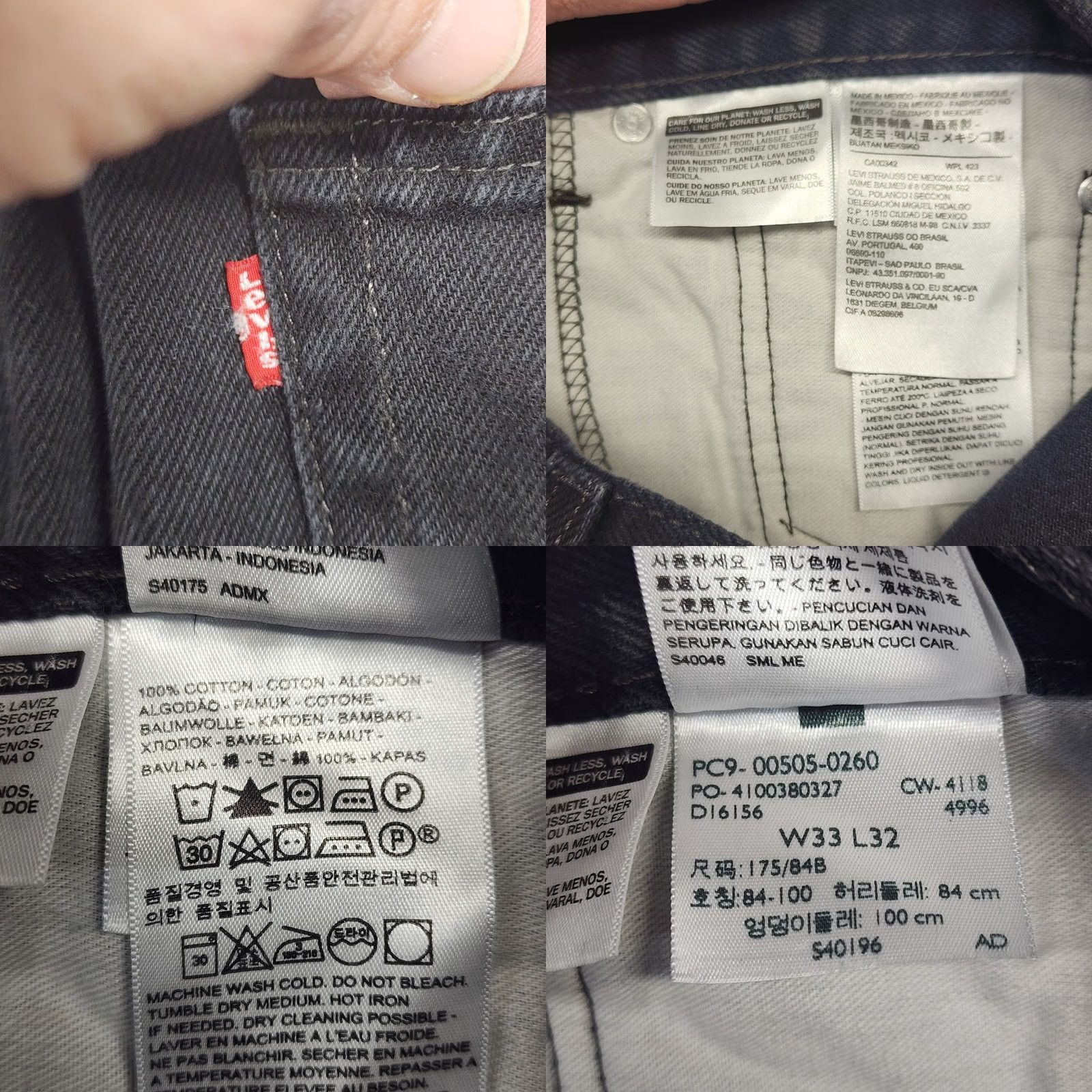 Levi's Levi's 505 Jeans Mens Black Denim Straight 32x30 Regular Waist 32 Inseam 30 5-Pocket Closure Zip Classic Fit Mens Jeans Size US 32 / EU 48 - 8 Thumbnail