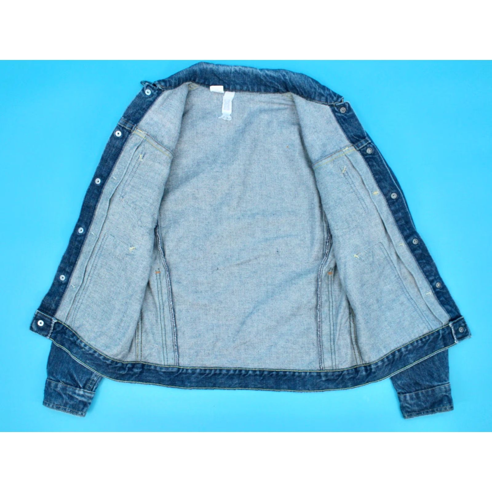 Vintage VTG Big Smith Denim Jacket Sz 36 60s 70s Cotton Jean Jacket Vintage Mens Blue Denim Jacket Small 1960s Leather/Time? Size US 36 / EU 52 - 3 Thumbnail