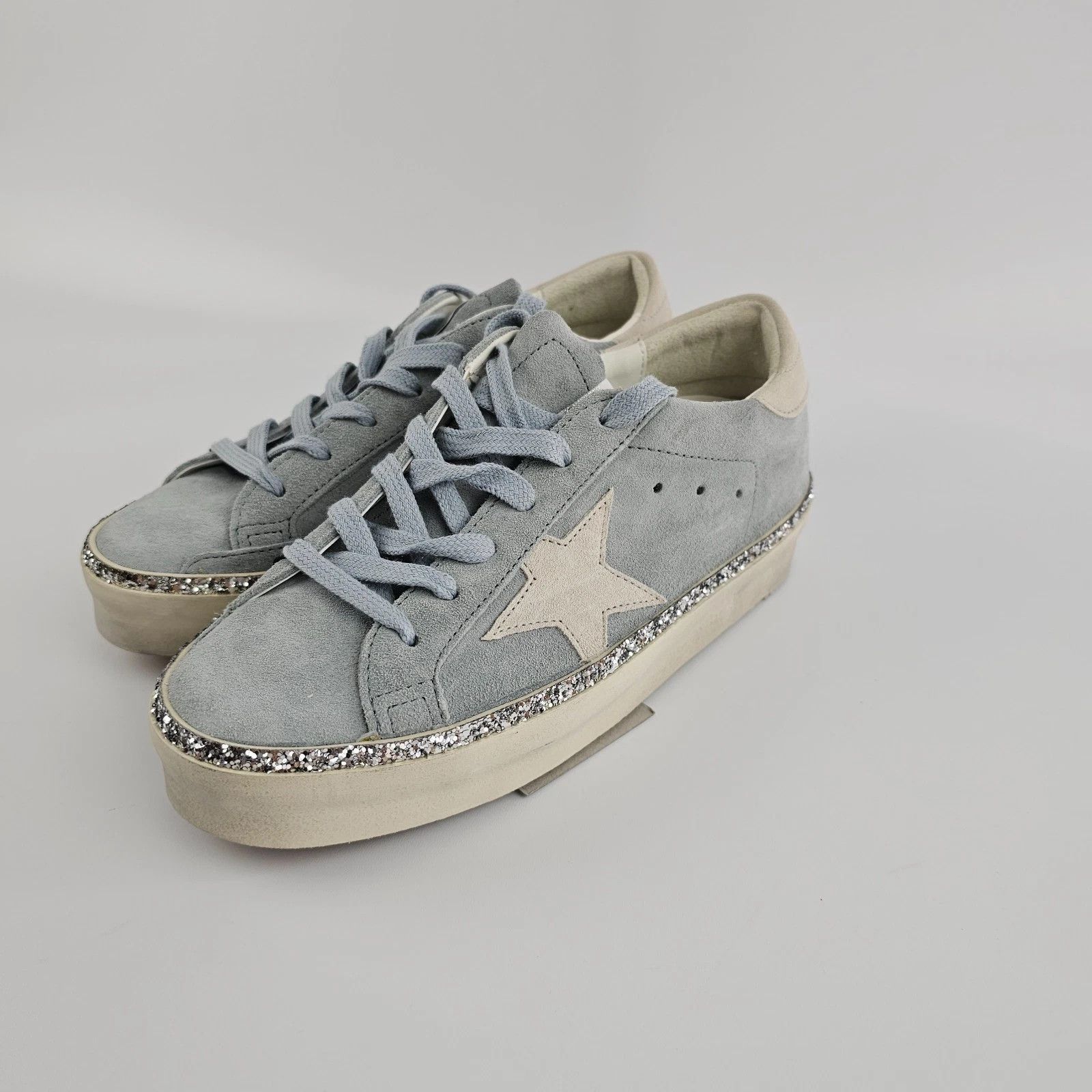 GOLDEN GOOSE Hi Star Women's Blue/White Suede Sneakers New