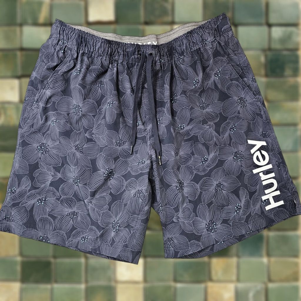 Hurley Hurley Swim Shorts Mens 2XL Navy Floral Lined Quick Dry Pockets Elastic Waist Size US 39 - 1 Thumbnail