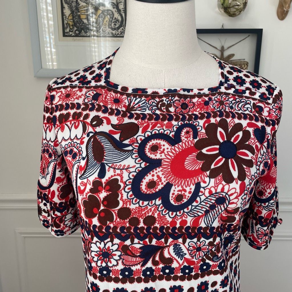 Vintage Vintage 70s Goldworm Italy Short Sleeve Mod Boho Print Dress Size M / US 6-8 / IT 42-44 - 2 Thumbnail