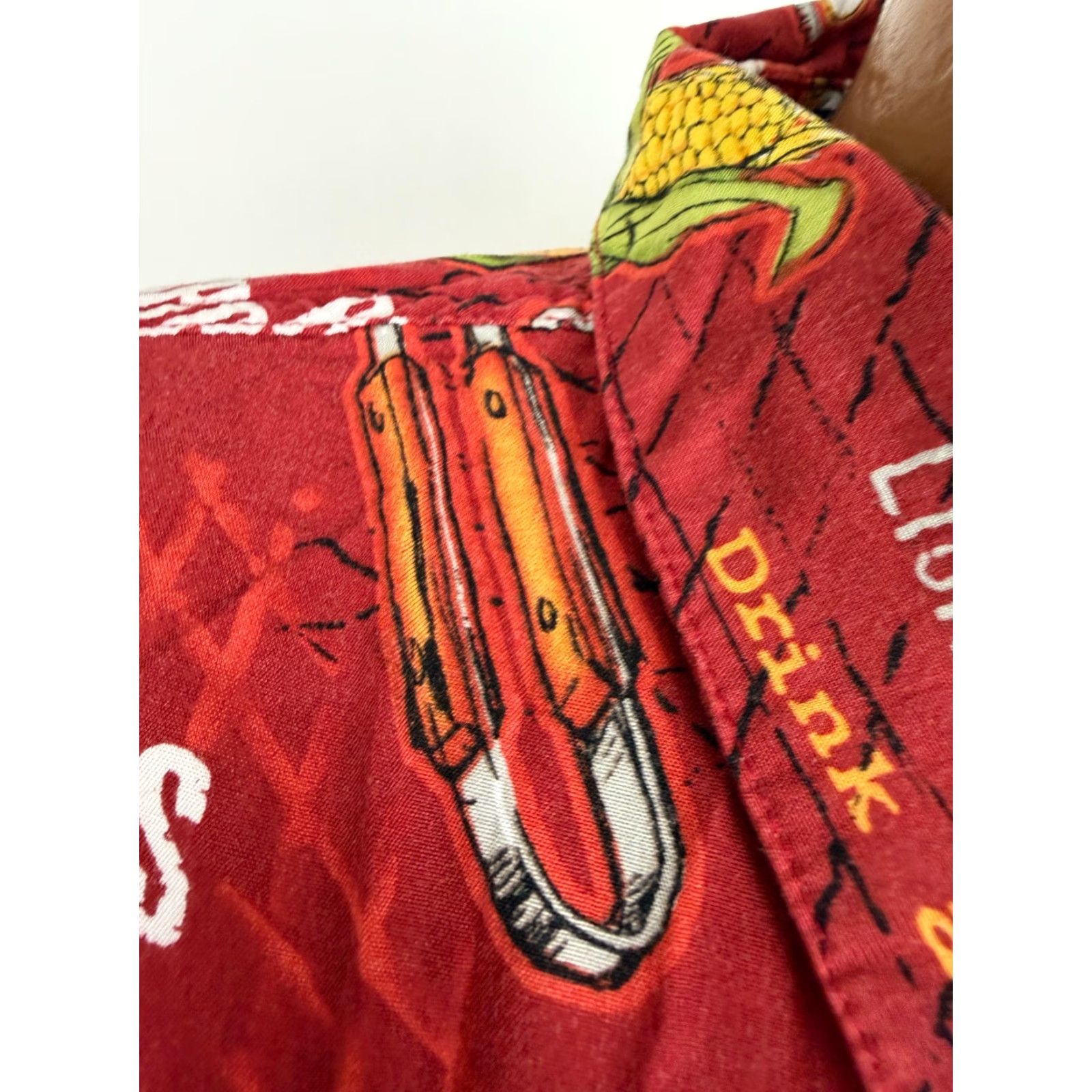 Big Dogs VINTAGE Big Dogs Shirt Men L Red Rayon 90s Funny Hawaiian BBQ Grill Beer Dad Dog Button-Up Short Sleeve Mens Large Size US L / EU 52-54 / 3 - 5 Thumbnail
