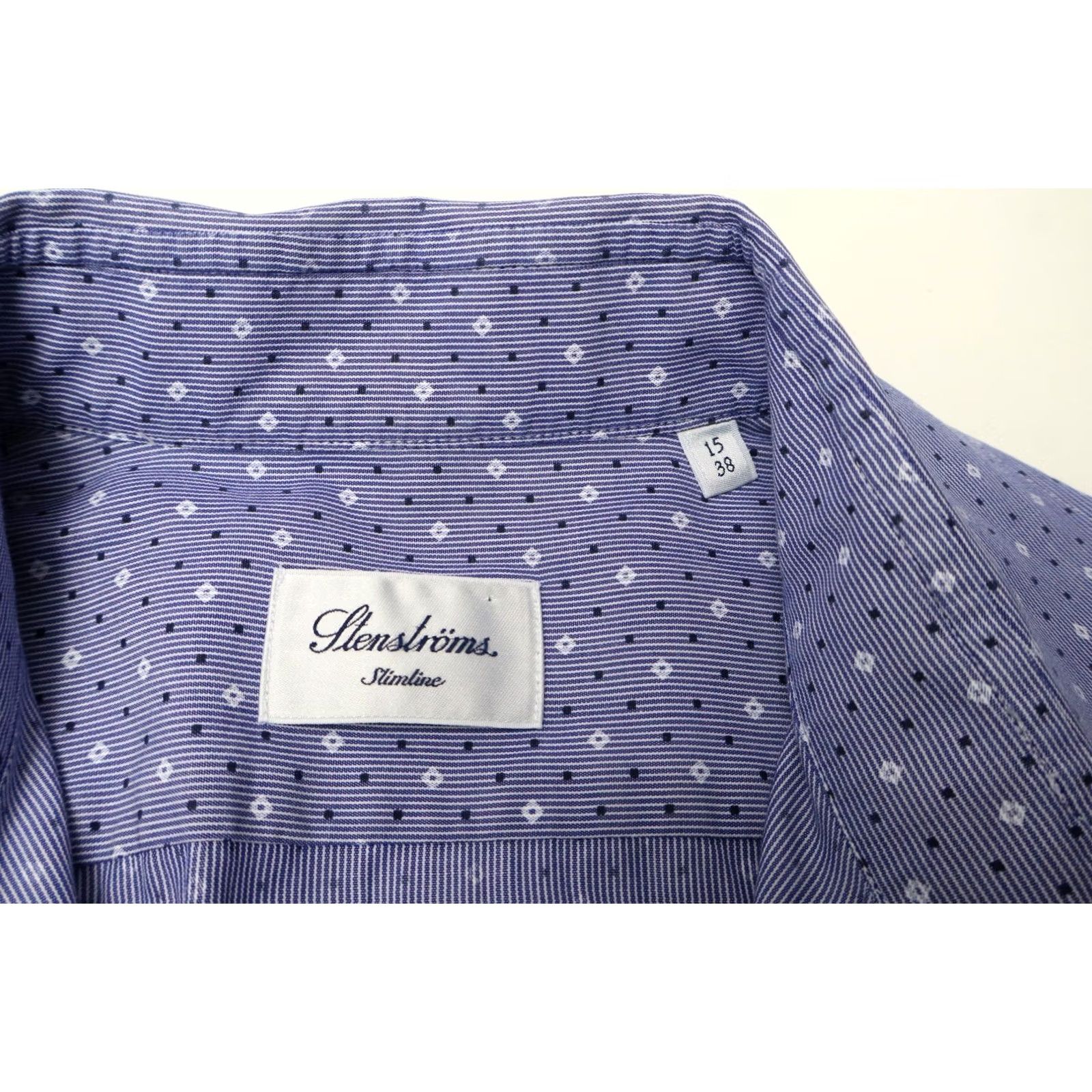 Vintage STENSTROMS Slimline Shirt Men's Blue Patterned Collared Button-Up 15/38 Size US M / EU 48-50 / 2 - 5 Thumbnail