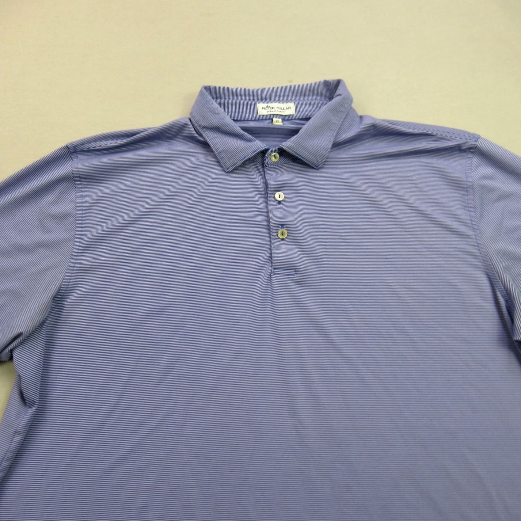 Peter Millar Peter Millar Polo Shirt Short Sleeve Golf Stripes XL Mens Blue Regular Knit Lightweight Casual Polo Size US XL / EU 56 / 4 - 3 Thumbnail