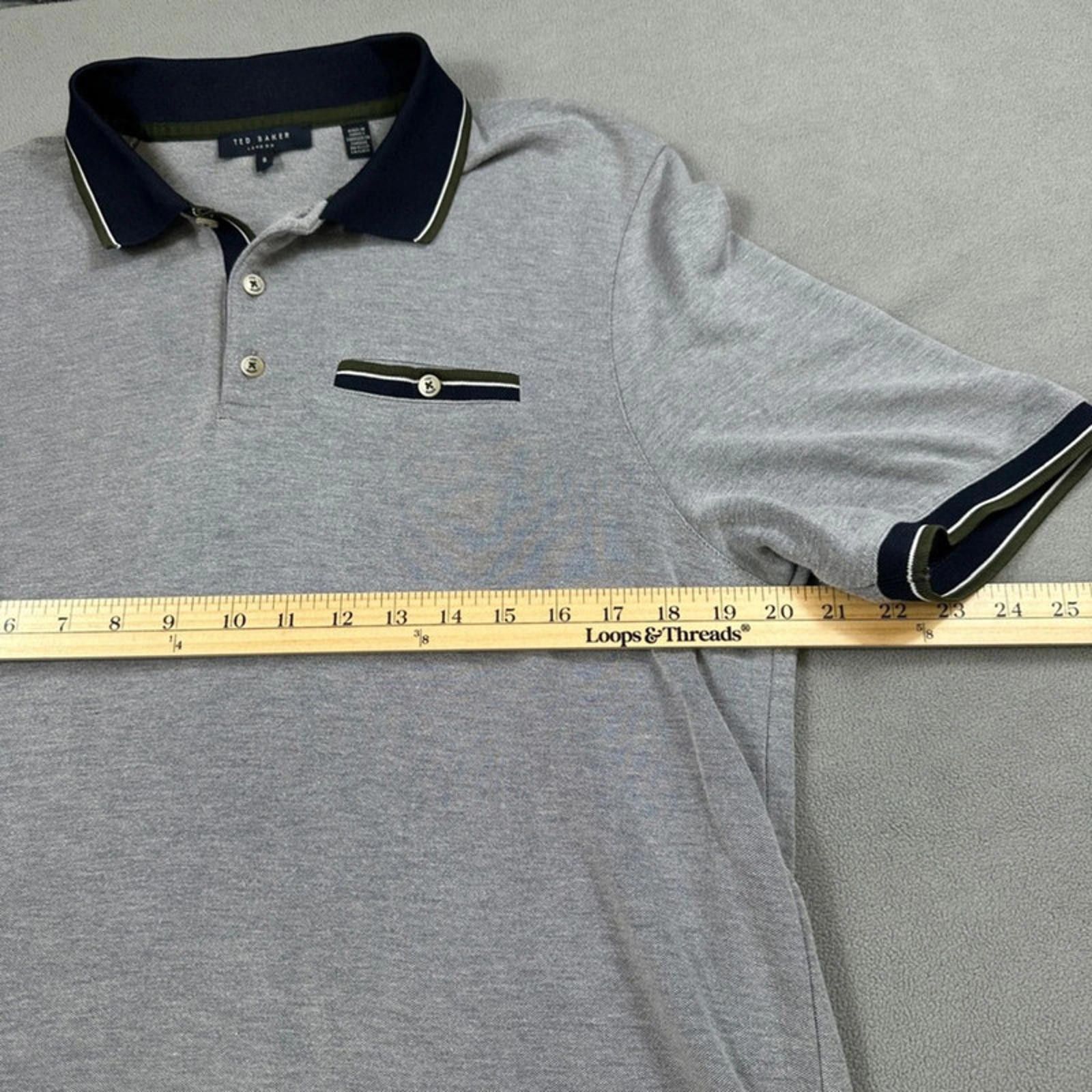 Ted Baker Ted Baker London Polo Shirt Men's XL 5 Heather Gray Trim Size US XL / EU 56 / 4 - 5 Thumbnail