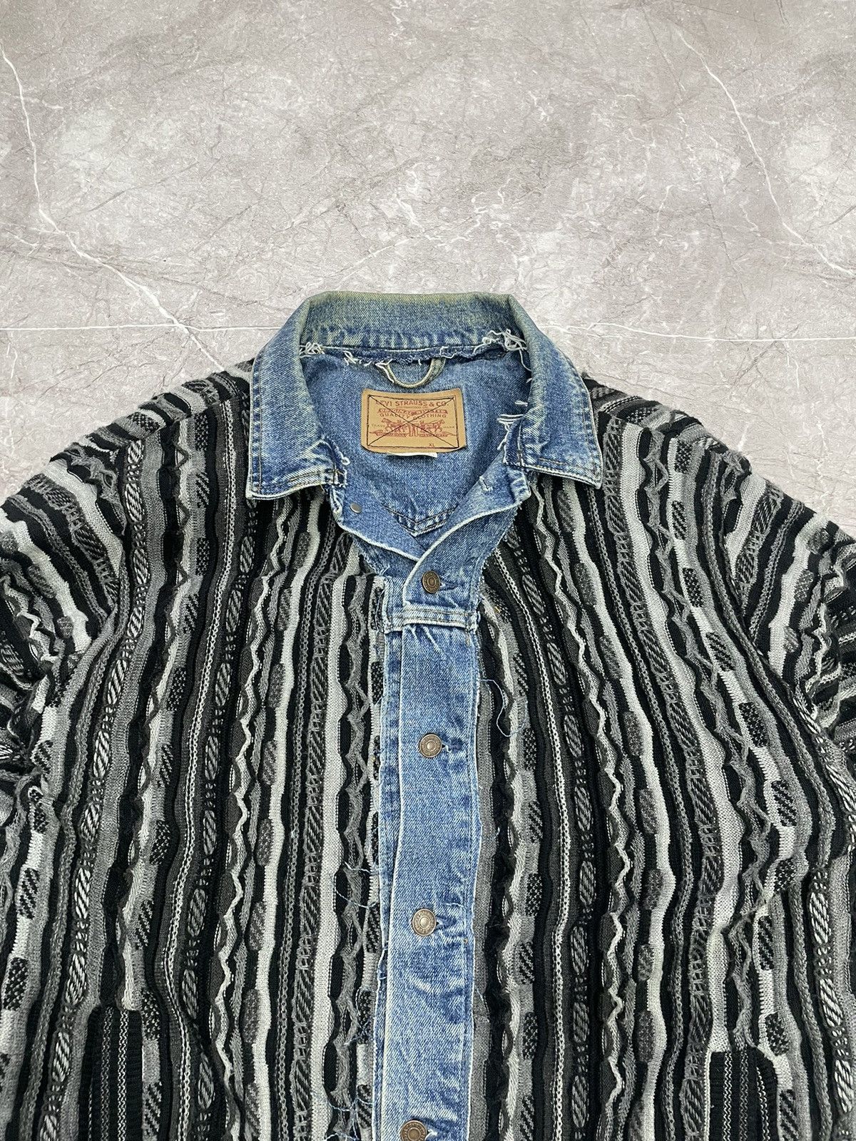 Coogi × Levi's REWORKED REVERSIBLE COOGI SWEATER X LEVIS JACKET Size US L / EU 52-54 / 3 - 10 Thumbnail