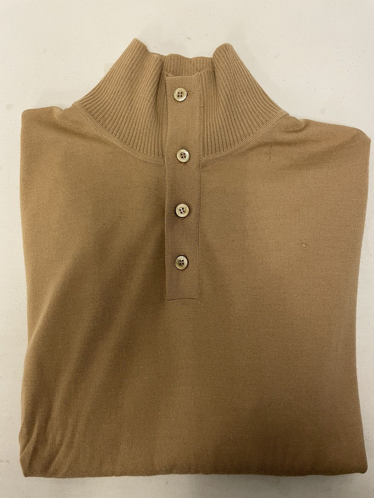 Brioni Button Placket Mock Neck Wool Sweater Size US XL / EU 56 / 4 - 8 Thumbnail