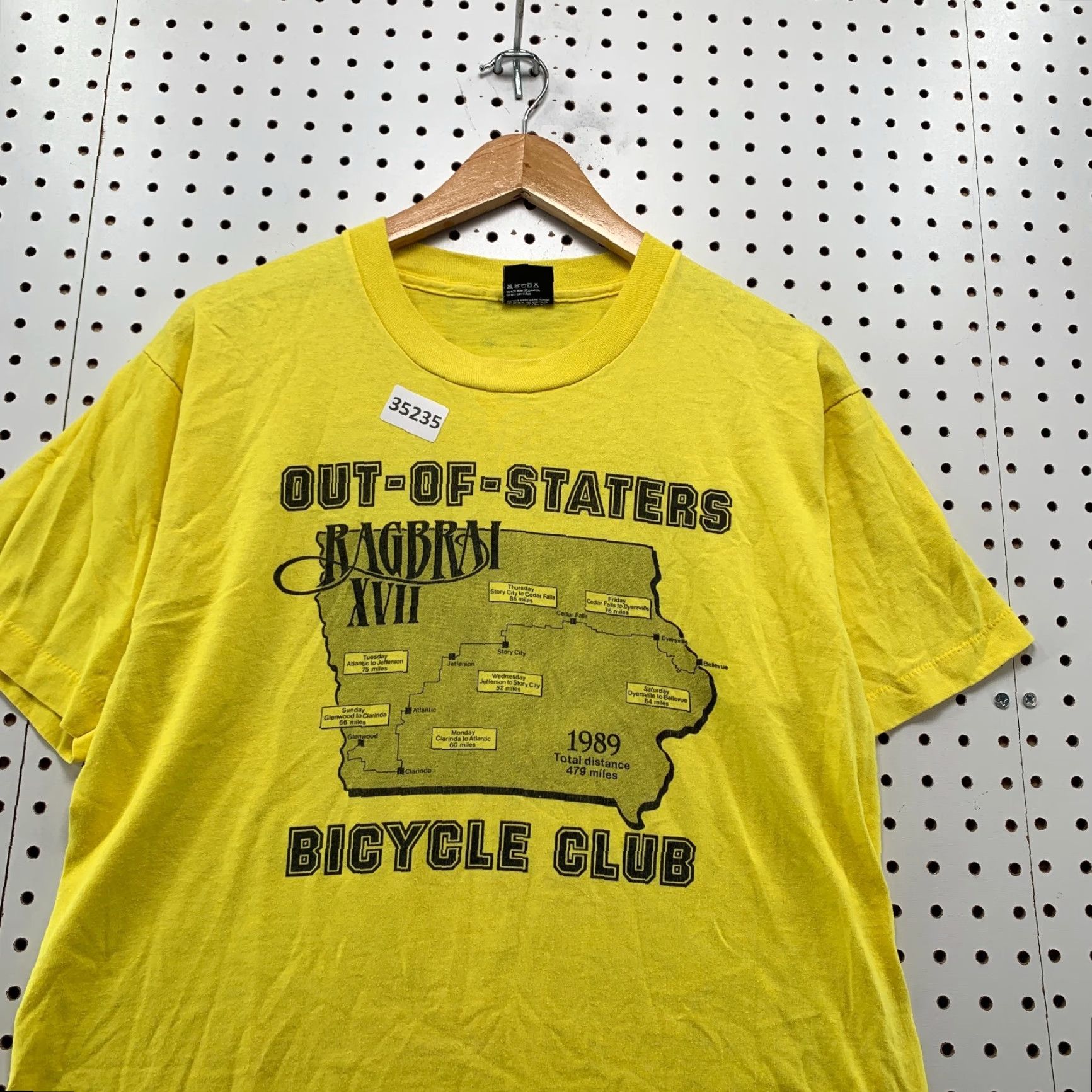 Vintage VINTAGE Bicycle Club Shirt Mens Large Yellow Graphic Print 80s 1989 USA Single Stitch T-Shirt Mens L Yellow 80s Bike Theme Size US L / EU 52-54 / 3 - 3 Thumbnail