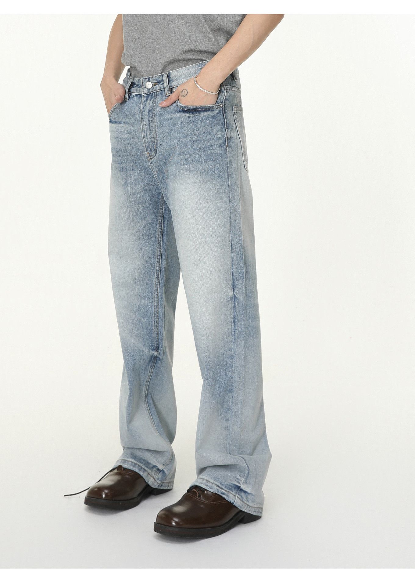 Japanese Brand Japanese style vintage distressed wide-leg washed jeans Size US 34 / EU 50 - 3 Thumbnail