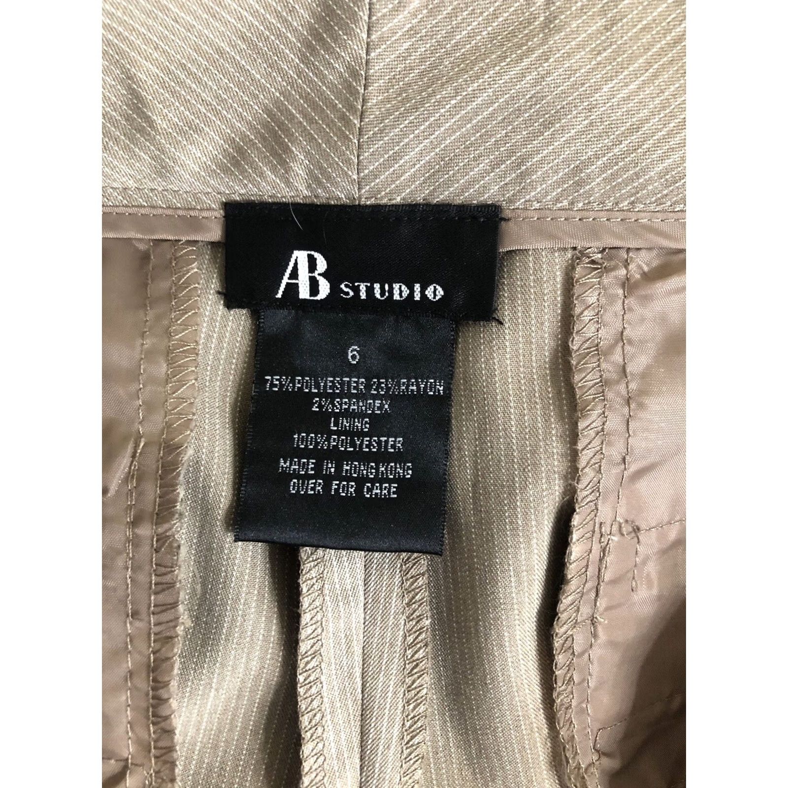 Vintage AB Studio Cropped Pants 6 Lt Brown Stripe 31"W midrise career business Womens Size 28" / US 6 / IT 42 - 5 Thumbnail