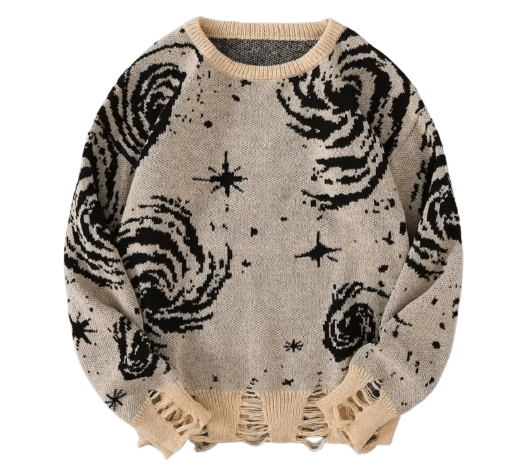 Japanese Brand Abstract Starry Sky Sweater Jacquard Knit Sweatshirt Size US XXL / EU 58 / 5 - 1 Thumbnail