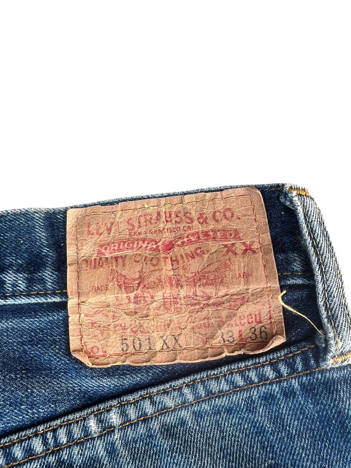 Levi's Vintage Clothing 1997 LVC Levi’s 501 XX Rip Off Leg Denim Selvedge Jeans Size US 32 / EU 48 - 20 Thumbnail
