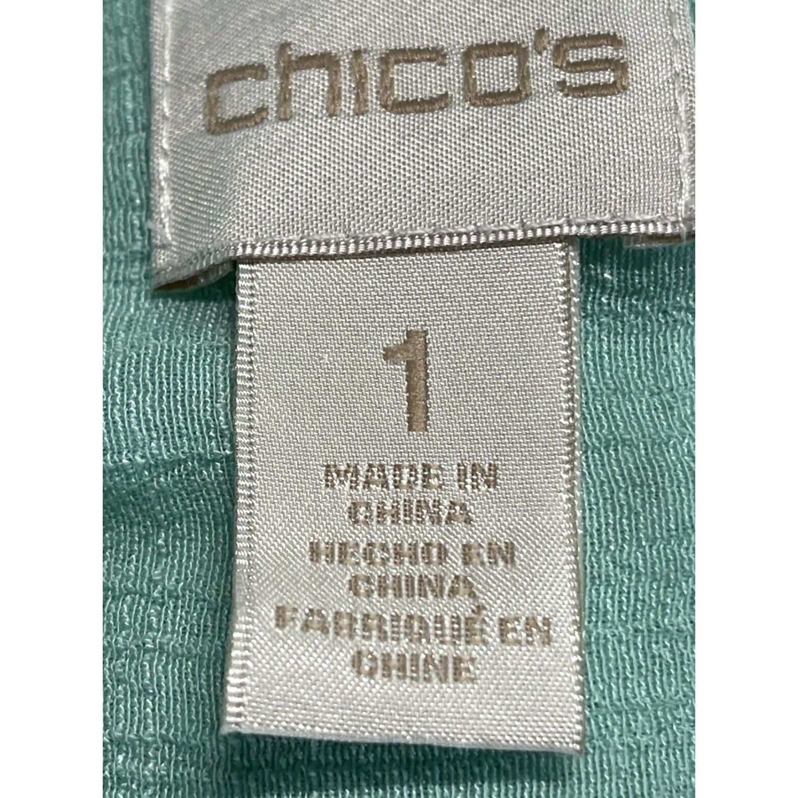 Vintage Chicos Green Crinkle Gauze Long Sleeve Button Up Shirt Women's Sz 1 Roll Tab Sleeves Size XS / US 0-2 / IT 36-38 - 7 Thumbnail