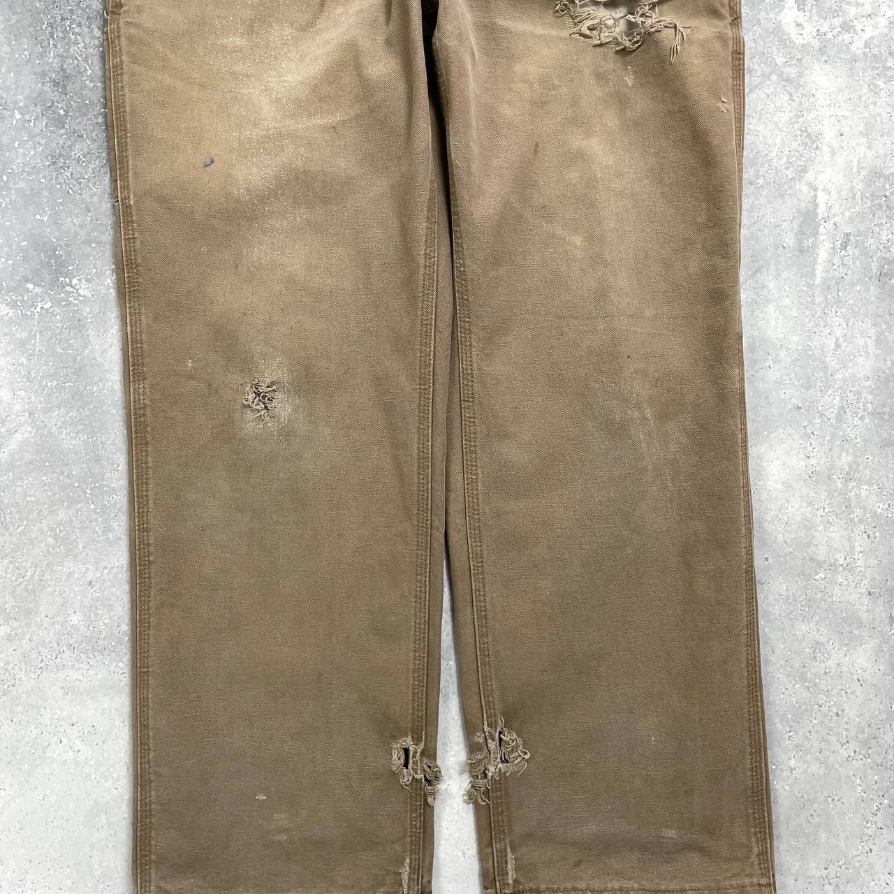 Carhartt Carhartt Carpenter Work Trashed Pants Brown W32 L28.5 Size US 32 / EU 48 - 4 Thumbnail
